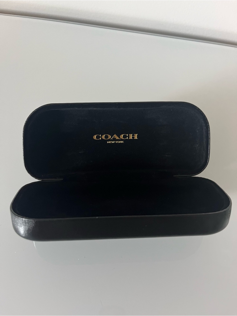 Coach Black Eyewear Clamshell Case with Gold Logo